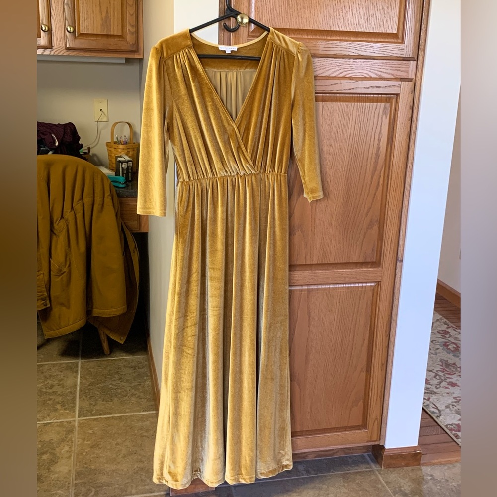 Gold Velvet Maxi Dress